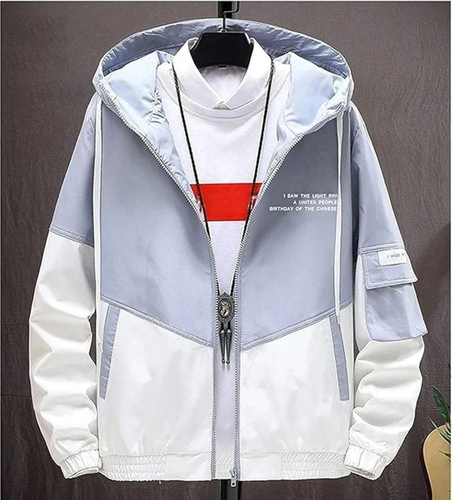 Urban Color-Block Hooded Windbreaker